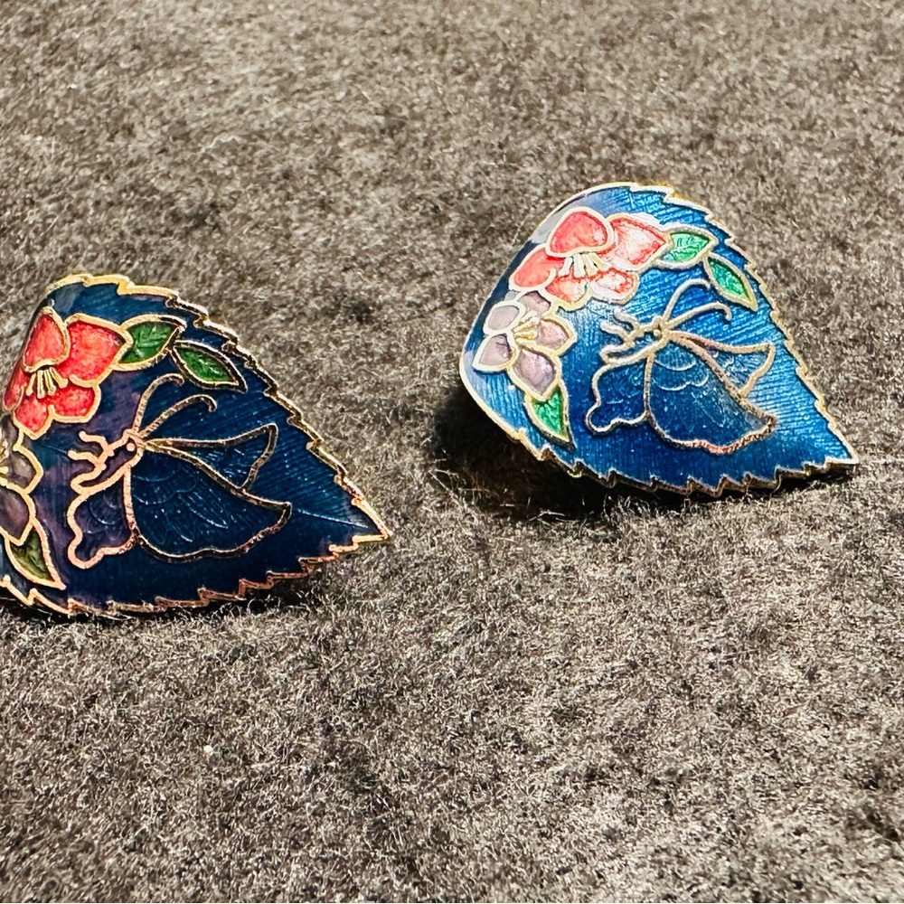 Floral Enamel Butterfly Earrings